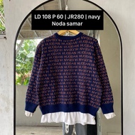 Huoban branded thick navy mix white preloved winter sweater