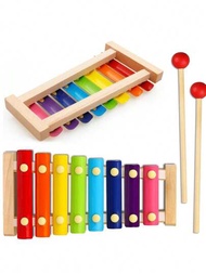 兒童木琴,附2支槌,教育和學前學習嬰兒打擊樂木製樂器玩具,適用於男孩和女孩(一些零件可能是隨機的)