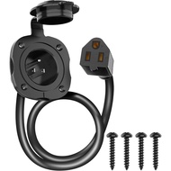 15 Amp AC Port Plug, 125V Power Inlet Socket with Waterproof Cover & Integrated 18" Extension Cord, 