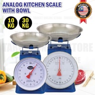 Kitchen Scale 10/30kg Measuring Analog Scale Spring Balance With Bowl/Penimbang Dapur