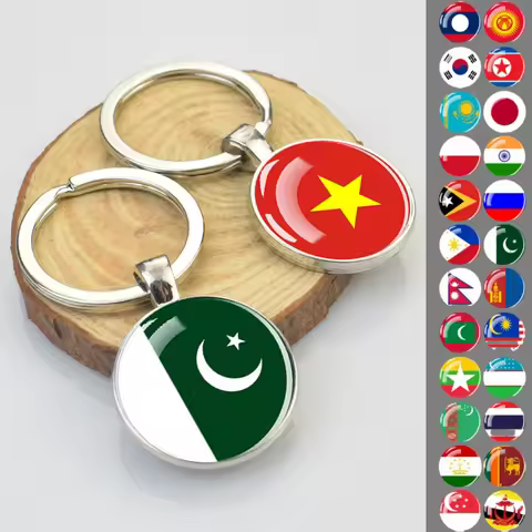 Asian Double Sided Flag Keychain South Korea Pakistan Japan Malaysia Russia Philippines Flag Key Cha