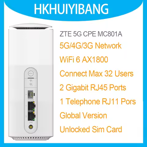 Original ZTE 5G WiFi 6 CPE Router MC801a SDX55 2.4/5GHz Dual Band AX1800 5G 4G LTE CAT22 Home Modem 