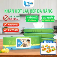 Combo of 5 Packs - Multi-Purpose Kitchen Wet Wipes - 99.9% Disinfection - Pack of 50 Large Size Piec