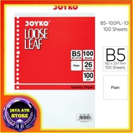 Joyko Loose Leaf B5 Plain B5-100PL Plain Binder File Paper Contents 100 Gsm Contents 50 And 100 Shee