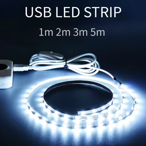 5V USB LED Strip Light with Switch Decoration Waterproof Tape for House Room Backlight 1M 2M 3M 5M R