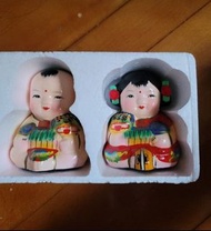 70年代天津無錫泥人娃娃一對(8cm x 11cm)