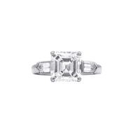 Platinum, 2.86ct Asscher Cut Diamond and Diamond Engagement Ring