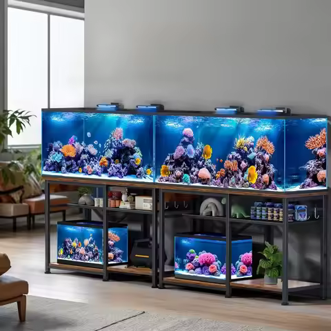 55-75 Gallon Aquarium Stand with 6 ft Power Strip, 5-Tier Metal Frame Fish Tank Stand 40 Gallon Tank