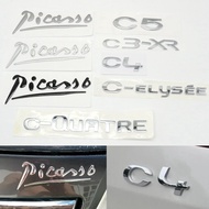 For Picasso C4 C5 C3-XR C-elysee C-QUATRE Tailgate Words Emblem Badge Sticker Rear Trunk 3D Letter L