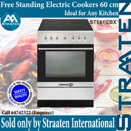 Straaten ST661CBX 60 cm Free Standing Electric Cooker with 4 Electric Burner Zones 10 Settings Electric Multi-Function Oven in Stainless Steel