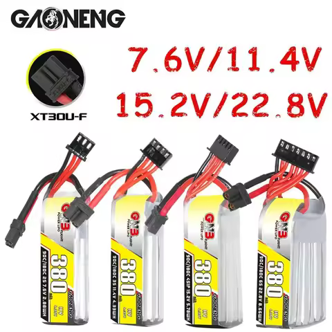 GNB 2S/3S/4S/6S 380mAh 90C/180C 7.6V/11.4V15.2V/22.8V HV Lipo Battery For FPV Racing Drone Whoop RC 