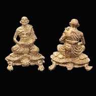 Phaya Tao. Roop Lor LP Liew. Material Pure Silver With Gold Cover. 龍婆柳騎財龜 小立尊. Wat Rai Taeng Thong. 