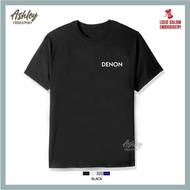 T Shirt Round Neck Sulam Denon Home Sound System Sound Bar Mini System Headphone Baju Lelaki Cotton 