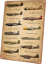 Wallors Vintage Aviation Airplane Decor WW2 Fighter Planes Metal Tin Sign Boys Room Wall Art Decor M