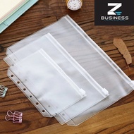 ZS Transparent PVC Storage Folder Zipper Bag  / A5/A6/A7 Binder Rings Notebook / 6 Hole Bag Envelope