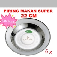 Piring Makan/ Food Grade/ Stainless steel/22 cm/ 1/2 lusin