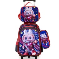 Elementary School Children Leather Trolley Three-Piece School Bag Cartoon Cartoon 3d School Bag 2VT9