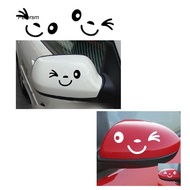 PTSM_1 Pair Lovely Smiling Face Car Rearview Mirror Sticker Reflective Decal Decor