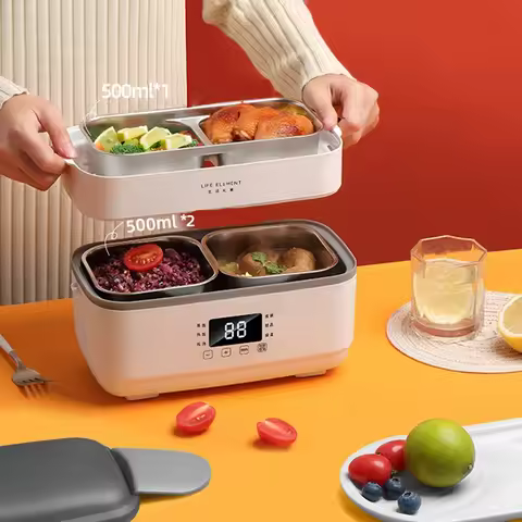 1.5L Electric Lunch Box Portable Rice Cooker Double Layer Liner Bento Box Cooking Pot Food Container