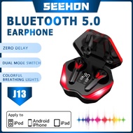 【100%-original】 J13 Tws Wireless Bluetooth Game Earphones Digital Display Low-Latency In-Ear Noise-Reduction Headphones E-Sports Earbud With Mic