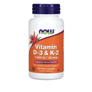 MEGA Vitamin D3&amp;MK-7 เมก้า วิตามินดี3 เค2 60/120 Capsules NOW FOODS