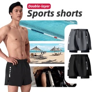 Unisex 2-in-1 Dir-Fit Shorts Running Shorts with Cycling for Women and Men Sport Double Layer Shorts