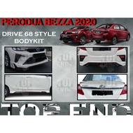 PERODUA BEZZA 2020 DRIVE 68 STYLE FULLSET MATERIAL ABS FRONT SKIRT SIDE SKIRT REAR SKIRT SPOILER D68 BODYKIT