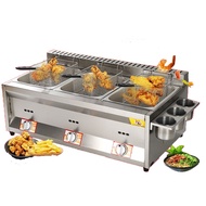 HEJI Burger Griddle With Double Deep Fryer Heavy Duty Burger Griddle Gas Type Burger Griddle For Bus