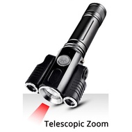 Led Flashlight Telescopic Zoom Cree XM-L T6+2X XPE 15000 Lumens - KS-737 - Black