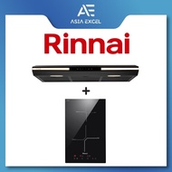 RINNAI RH-S3059-PBW 90CM BLACK SLIMLINE HOOD + RINNAI RB-3012H-CB 2 ZONE INDUCTION HOB