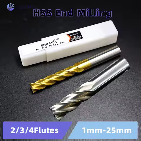LOCO TiN Coating End Mills HSS ISO Imperial Inch Diameter Metal Cutter Router Bit High Speed Steel 1