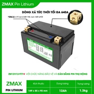 Bình Acquy ZMax Pin Lithium LifePO4 12V 12Ah ZM12V12-YT7 Dùng Cho Xe Máy