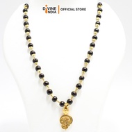 Om German Silver Pendant Karungali Malai | Ebony Wood 8MM Beads Necklace | Karungali Necklaces | Om 