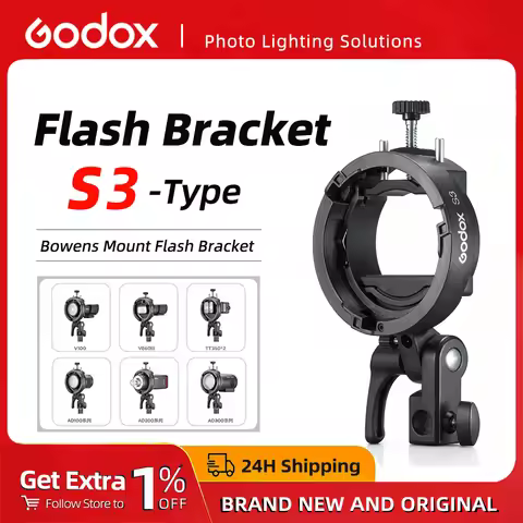 GoDoX S3 Speedlite Bracket Universal Clamp Bowens Mount Compatible V1 V100 V860III V850III TT600 TT3