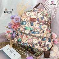 CHERYL BY BIRU TSABITA TAS RANSEL Wanita sekolah anak muda karakter/Motif bear bahan chocoly X kanva