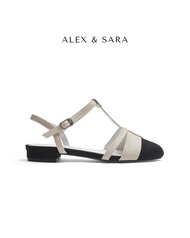 LT61- Sandal Bệt Phối Mũi Tròn Quai Chữ T Kiểu Dáng Vintage Nữ Tính Alex Sara