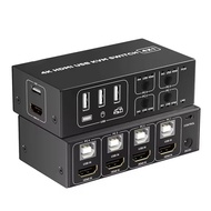 4 Port USB 2.0 4x1 HDMI KVM Switcher 4K 60Hz Fr Laptop PC Share Monitor Mouse Keyboard Webcam Camera