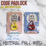 GEMBOK KODE 3 DIGIT KECIL MODEL BULAT GAMBAR LUCU MURAH D1201