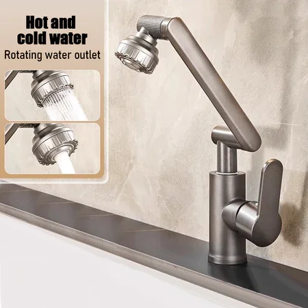 Bathroom Faucet Multifunctional Bathroom Kitchen Robotic Arm Universal Rotating Faucet 360° Robotic