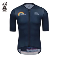 SKULL MONTON Áo Thi Đấu Đạp Xe Ngắn Tay Cho Nam Màu Xanh Cầu Vồng