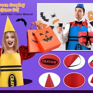 Cross-Border Colorful Crayon Halloween Apron Dwarf Tapered Hat Set Adult Costume Halloween Cosplay 8