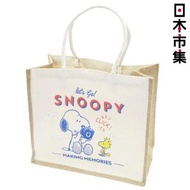 [卡通精品 75折優惠]日版Snoopy 史努比家族 Snoopy & Woodstock 影相 麻布Tote 手提環保購物袋【市集世界 - 日本市集】