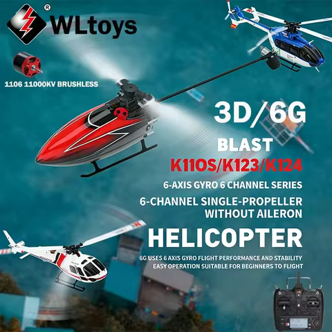 WLtoys XK K110S K123 K124 3D/6G 6CH Gyro RC Helicopter No Ailerons 1106 Brushless Motor Compatible w