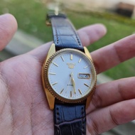 Seiko 5 President Gold Automatic 7S26 Textured White Dial