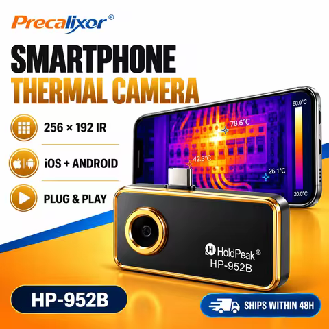 256x192 Smartphone Thermal Camera 25Hz Infrared Imager for iPhone Android -20°C to 550°C IP54 Portab