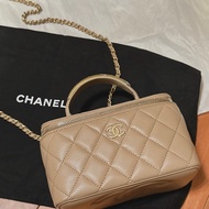 全新Chanel 香奈兒 handle 長盒子 包包 奶茶色 台灣專櫃購入