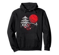 Japan with Japan Flag and japanese temple and Sakura Pullover Hoodie