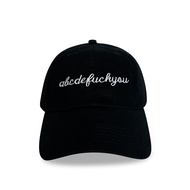 ValDesigns abcdeFUCKYOU Black Baseball Cap with White Embroidery | Funny Alphabet hat | Leave Me Alo