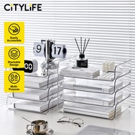 Citylife Desktop Storage Box Acrylic Transparent Storage Basket Makeup Box Stackable Organizer