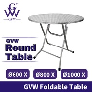 GVW Round Stainless Steel Foldable Table Working Table Dining Table Meja Lipat Meja Makan